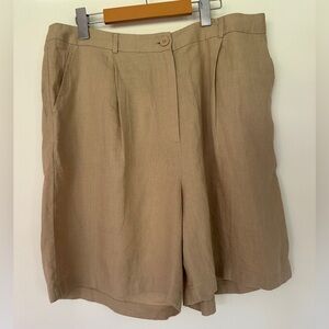The Drop Beige Linen Pleated Bermuda Shorts Loose Fit Size XXL NWT